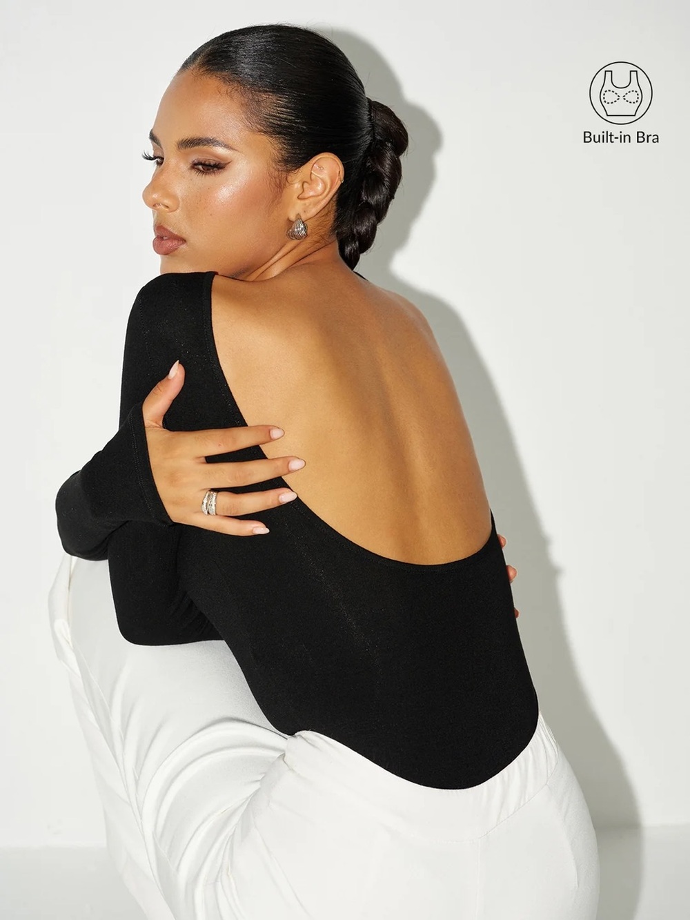 COMMENSE Bra-Free Long Sleeve Backless Bodysuit - size Medium